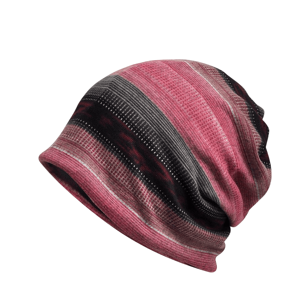 Winter Velvet Lining Striped Beanie