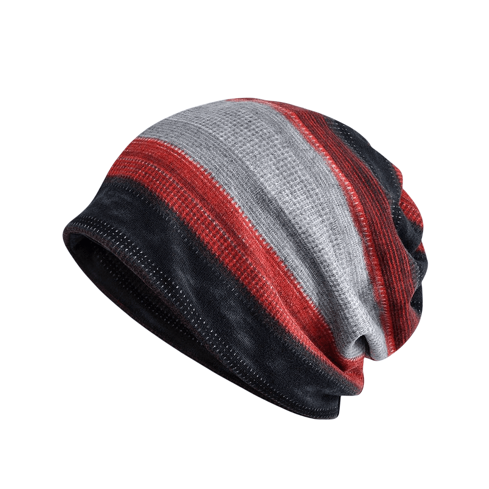 Winter Velvet Lining Striped Beanie